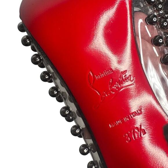 Christian Louboutin Studded PVC Suede Billie Et Boule Bow Pumps Size 37.5 Black - Picture 8 of 9